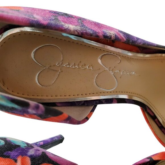 Jessica Simpson Multicolor Floral Heels Bright Pink, Purple, Turquoise 7.5M - Picture 8 of 12